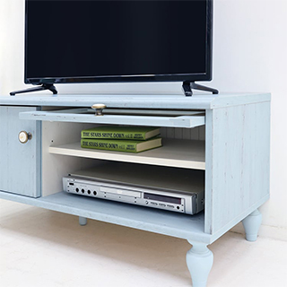 白井産業 テレビ台 ローボード ペールブルー FRS-4590FD テレビ台 幅90cm 高さ44cm ブルー ホワイト 白木目 32V型対応