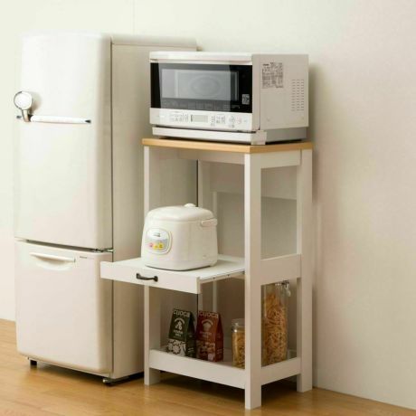 レンジ台 幅50cm 高さ93cm ナチュラルブラウン 白 キッチン収納 オープンタイプ デリジオ DLZ-9050SL
