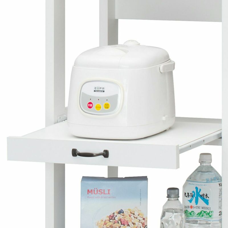 [炊飯器用スライド棚]炊飯器や電気ポットを乗せて簡単に引き出せるスライド棚です。