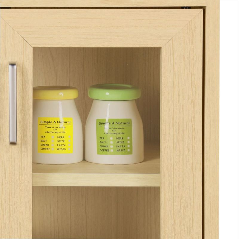 [収納物が見やすいガラス扉]ガラス扉は扉の中が見えるので、食器やストック品などの収納におすすめです。