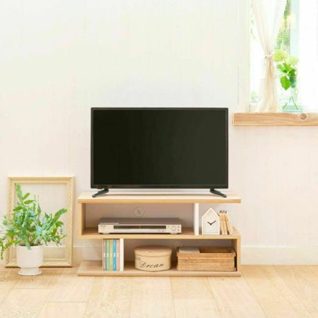 テレビ台 ラック 幅84cm 高さ40cm ナチュラルブラウン ホワイト 白 32V型対応 配線穴付 TVボード ローボード ガレンタ GAR-4085