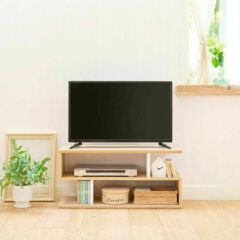 テレビ台 ラック 幅84cm 高さ40cm ナチュラルブラウン ホワイト 白 32V型対応 配線穴付 TVボード