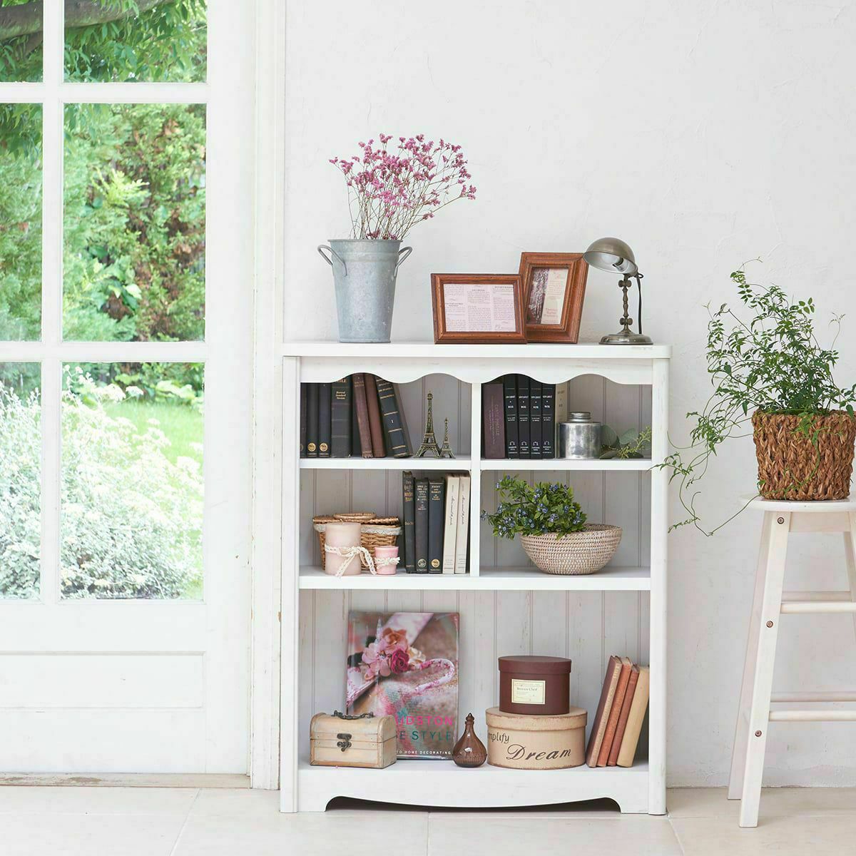 フリーラック 幅75cm 高さ90cm ホワイト 白木目 本棚 シェルフ モン