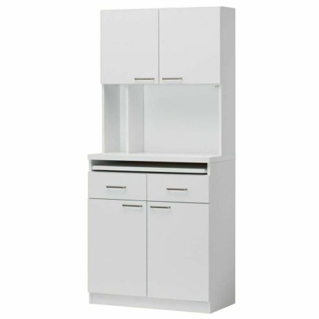 レンジ台 食器棚 幅80cm 高さ178cm ホワイト 白 スライド棚 キッチン 収納 キッチン収納 モデレオ MDL-1880SDHWH