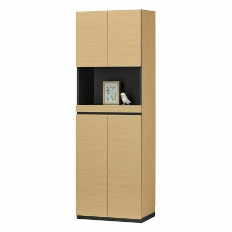 国産 下駄箱 シューズボックス 幅60cm 高さ180cm ナチュラルブラウン 洗える樹脂棚 約24足収納 巾木よけ 耐震ラッチ ダンパー付扉 飾り棚タイプ 壁面収納 ポルターレエントランス PRE-1860CDNA
