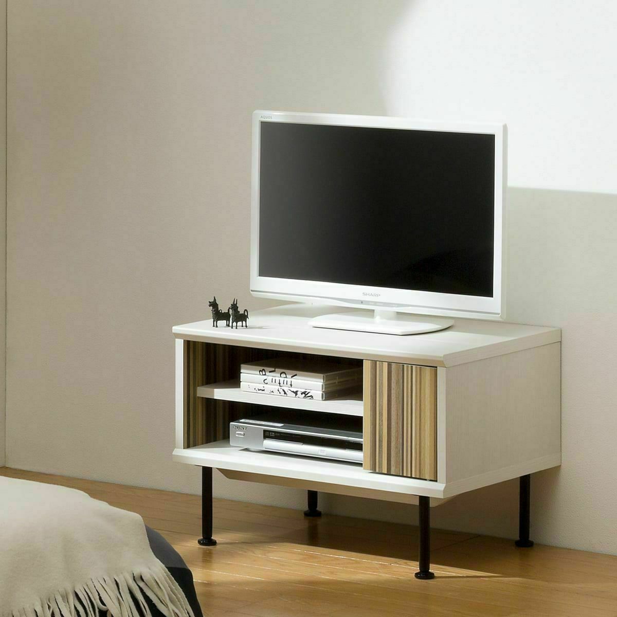 テレビ台 幅60cm 高さ40cm ホワイト 白 24v型対応 北欧テイスト 寄木調の扉 Tvボード 家具インテリア通販のshirai Store 白井産業
