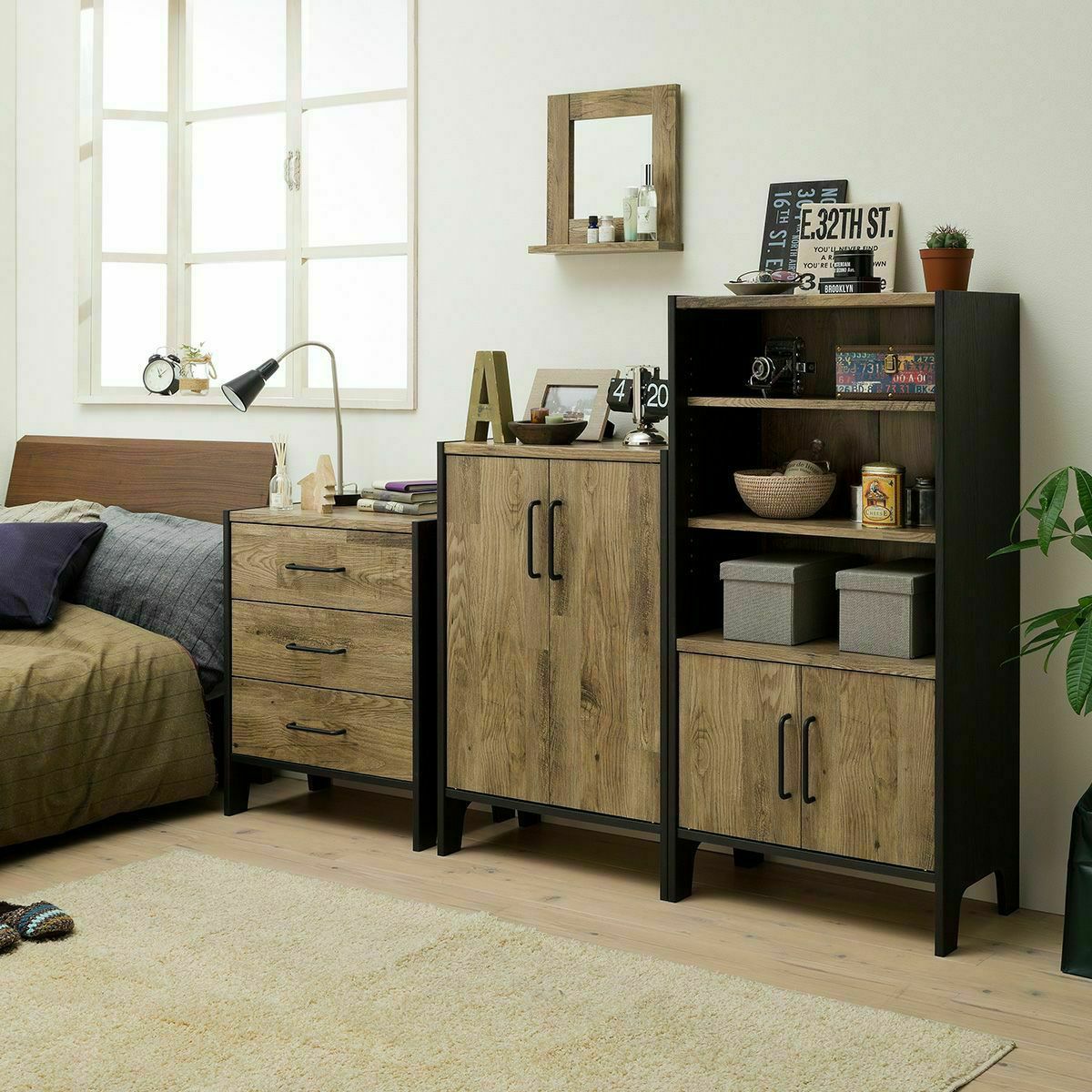 チェスト タンス 幅59cm 高さ72cm ブラウン ブラック 組み立て簡単