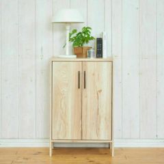 国産 キャビネット 棚 幅59cm 高さ89cm ビンテージナチュラル 組み立て簡単 扉付収納棚 本棚