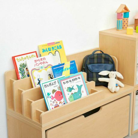 絵本棚 おもちゃディスプレイラック ランドセルラック 幅91cm 高さ26cm ナチュラルブラウン グレー 子供 収納 キッズ収納 マミハピ MHP-2590BSBNA
