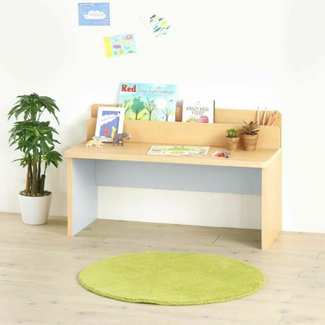 キッズ用デスク 机 絵本棚 幅91cm 高さ54cm ナチュラルブラウン グレー 子供 収納 キッズ収納 マミハピ MHP-5590DESKNA