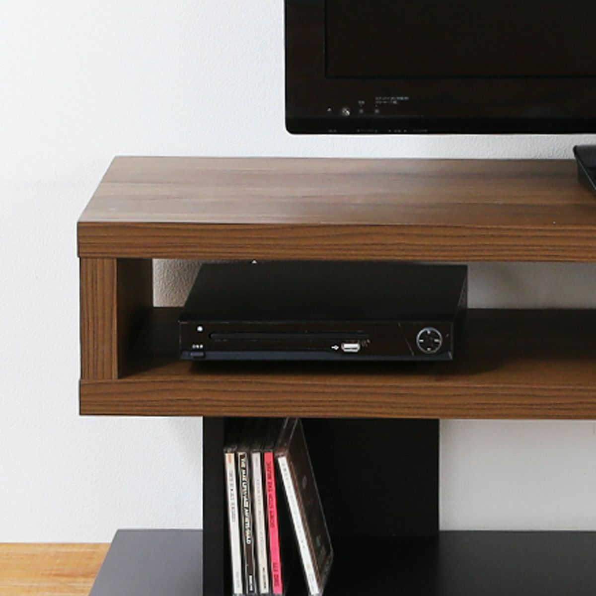 [DVDプレイヤー収納]DVDプレイヤーや横置きゲーム機が収納できます。※収納上部左側内寸（幅45×高さ10×奥行29.4cm）右側内寸（幅39.6×高さ10×奥行29.4cm）