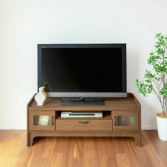 テレビ台 幅117cm 高さ46cm ブラウン レトロ ビンテージ 50V型対応 型ガラス扉