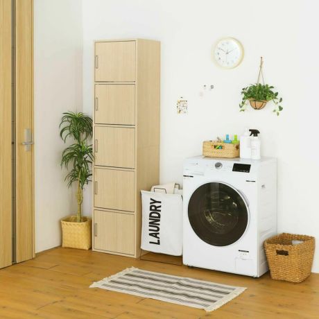 収納棚 ラック 幅43cm 高さ180cm ナチュラルブラウン 扉付 整理棚 5ドア キャビネット フルニコ FUL-18455DNA