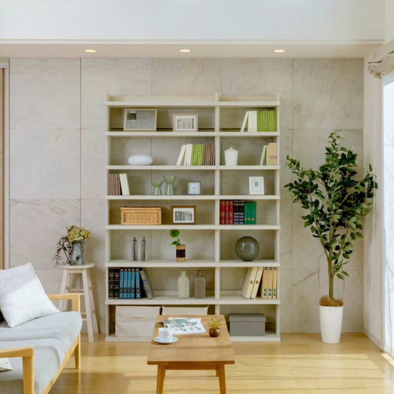 オープンラック シェルフ 幅90cm 高さ200cm アイボリー 大型 本棚