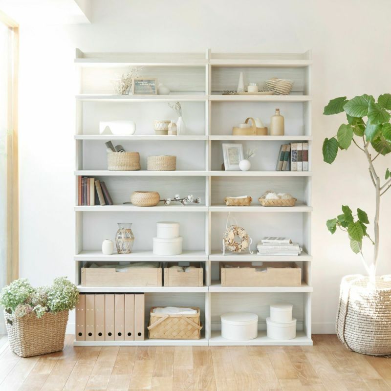 オープンラック シェルフ 幅90cm 高さ200cm アイボリー 大型 本棚