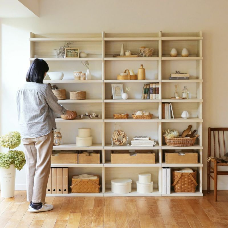 オープンラック シェルフ 幅90cm 高さ200cm アイボリー 大型 本棚