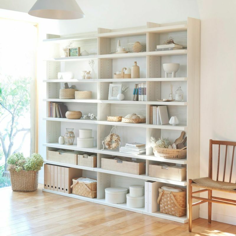 オープンラック シェルフ 幅90cm 高さ200cm アイボリー 大型 本棚