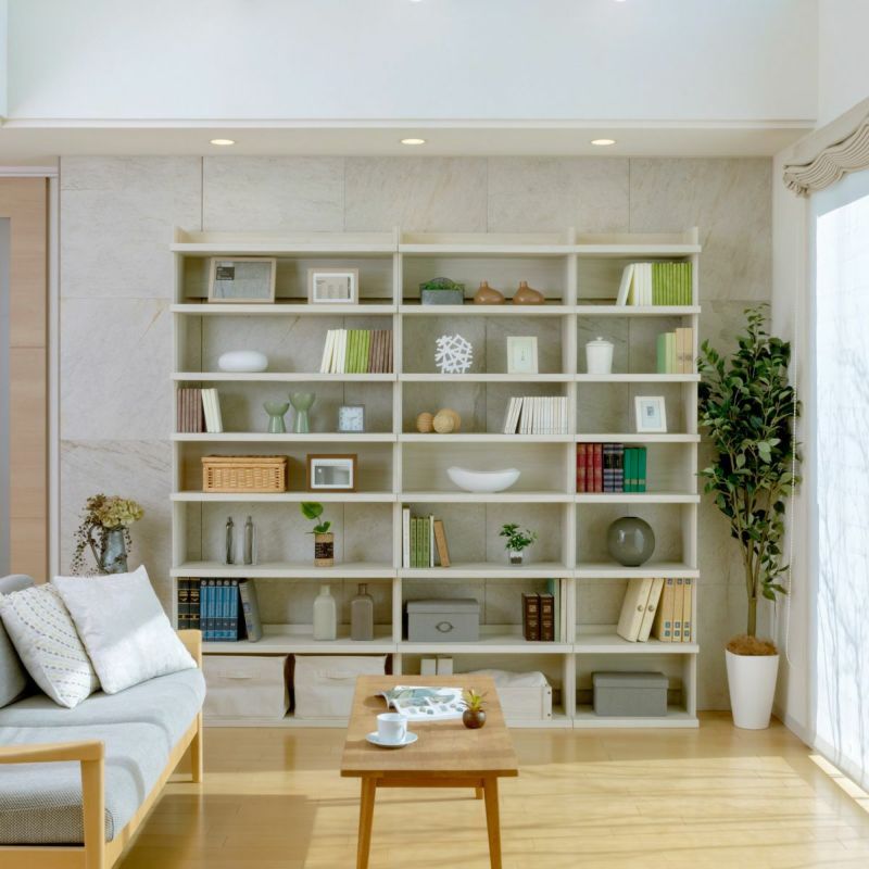 オープンラック シェルフ 幅90cm 高さ200cm アイボリー 大型 本棚