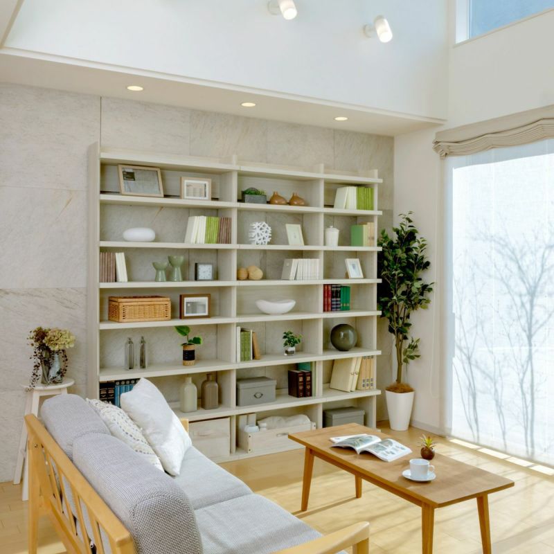 オープンラック シェルフ 幅90cm 高さ200cm アイボリー 大型 本棚