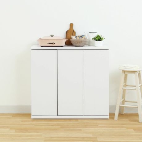 キャビネット 棚 幅90cm 高さ85cm ホワイト 白 カウンター下 プッシュ式扉 キッチン収納 ピタシエ PTS-8590DWH