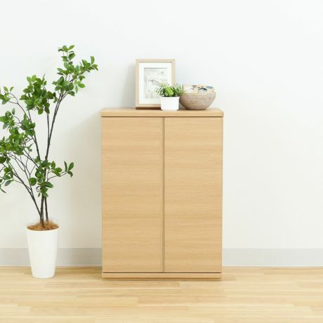 キャビネット 棚 幅60cm 高さ85cm ナチュラルブラウン カウンター下 プッシュ式扉 キッチン収納 ピタシエ PTS-8560DNA