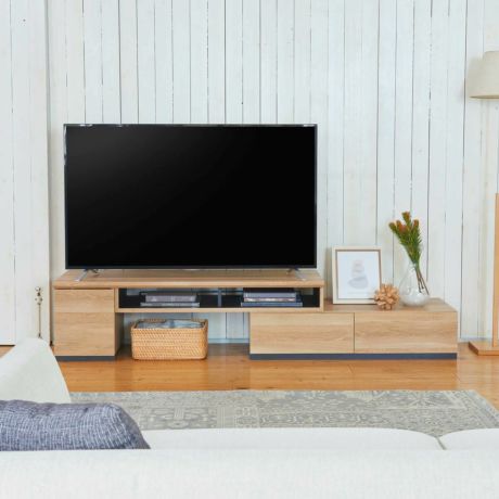 テレビ台 幅130cm 高さ39cm ナチュラルブラウン 伸縮タイプ 55V型対応 TVボード ローボード アドリバート ADL-4013DHNA