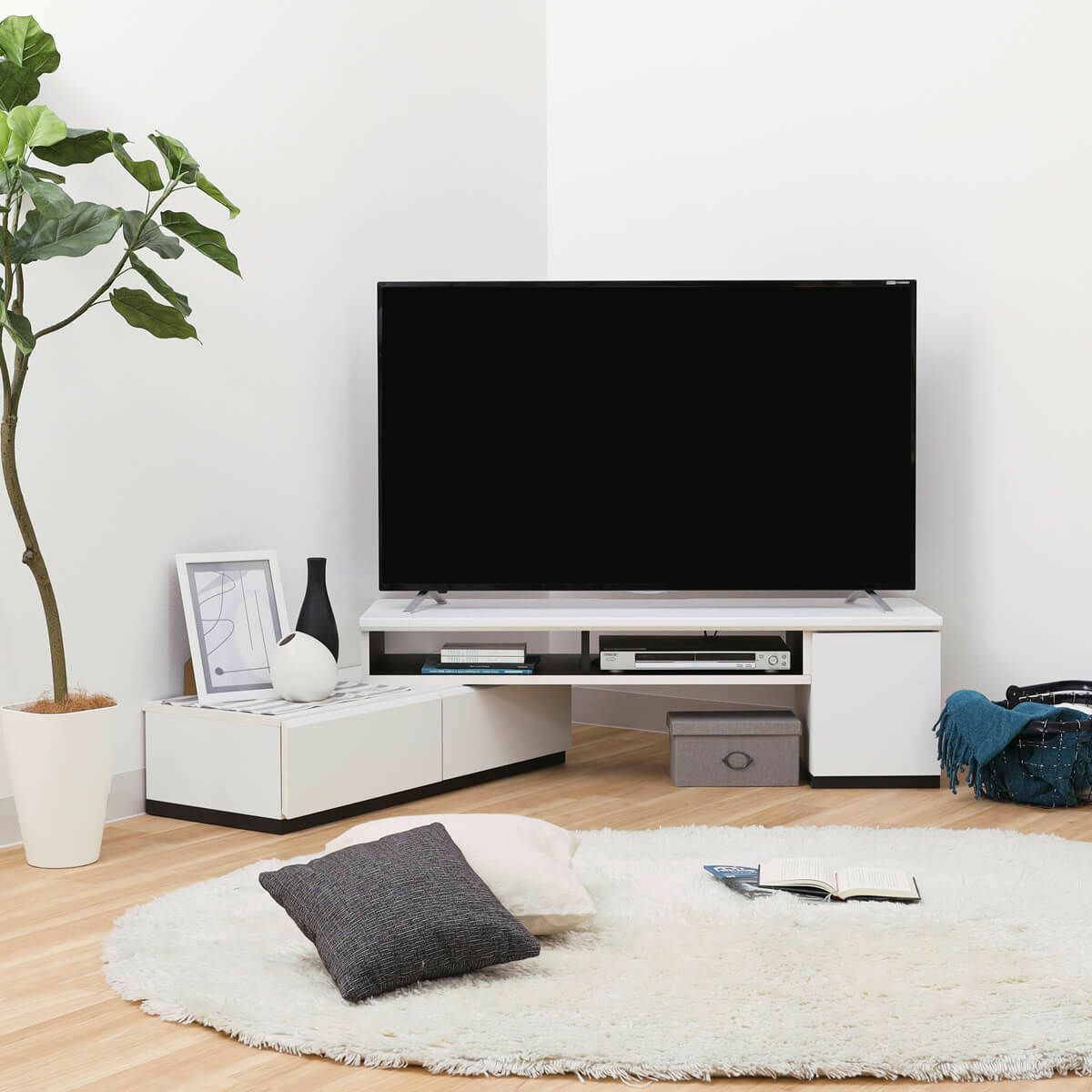 値下げ中】白井産業 コーナーテレビ台 44インチ〜55インチ用 幅130cm