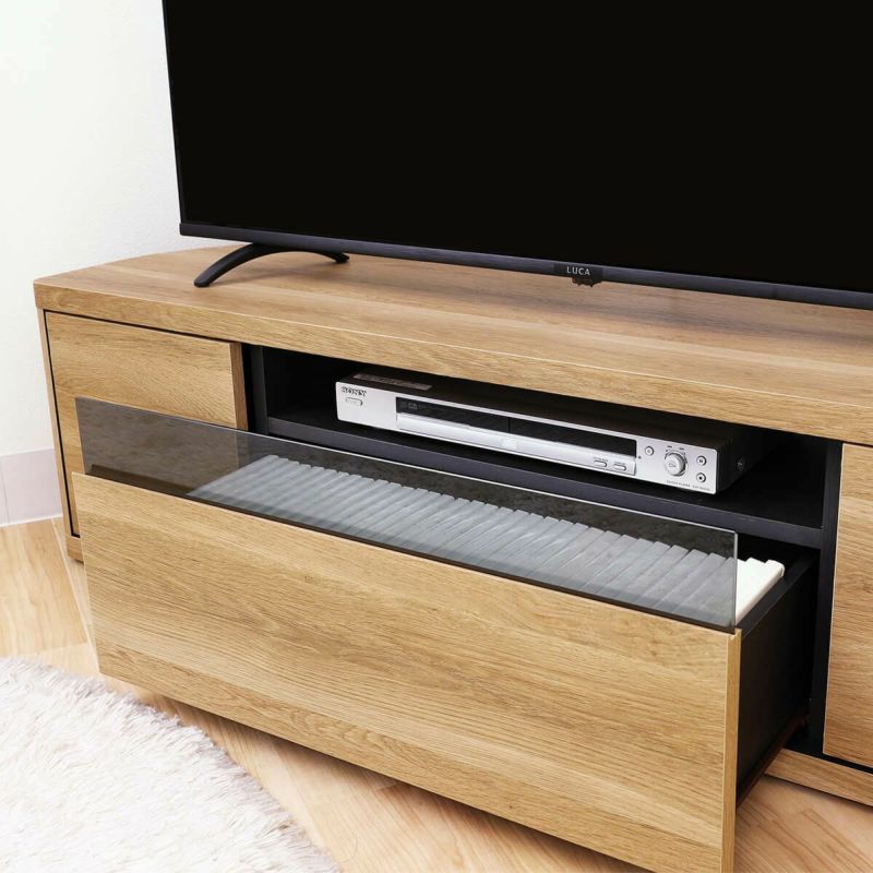 [AV機器の収納]DVDレコーダーや横置きゲーム機は、引き出し上の棚部分に収納できます。