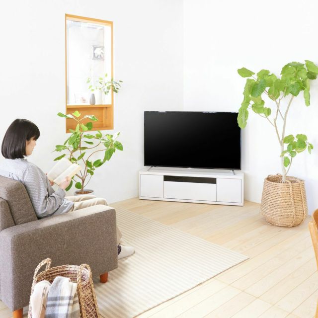 テレビ台 幅130cm 高さ36cm ホワイト 白 コーナータイプ 55V型対応 TVボード ローボード | 家具インテリア通販のSHIRAI  STORE(白井産業)