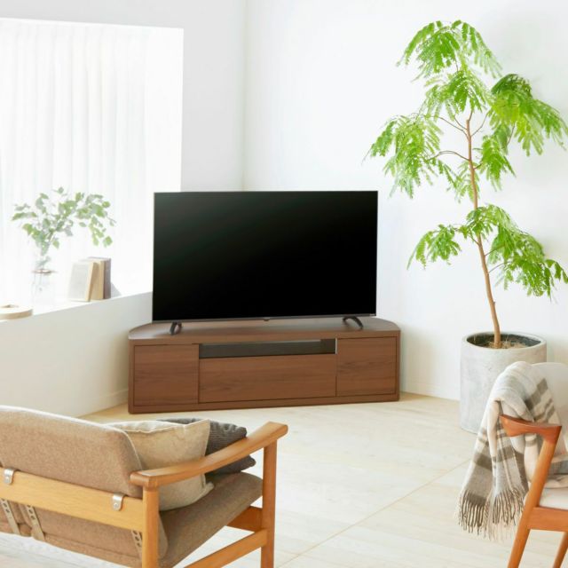 テレビ台 幅130cm 高さ36cm ダークブラウン コーナータイプ 55V型対応 TVボード ローボード 家具インテリア通販のSHIRAI  STORE(白井産業)