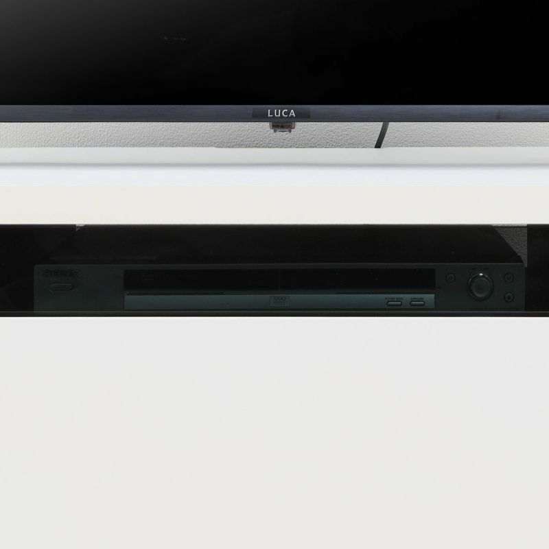 [中を隠せるスモークガラス]引出前板の上部はスモークガラス。収納したDVDレコーダーやゲーム機が見えにくくなり、すっきりとした印象になります。※画像はWH色