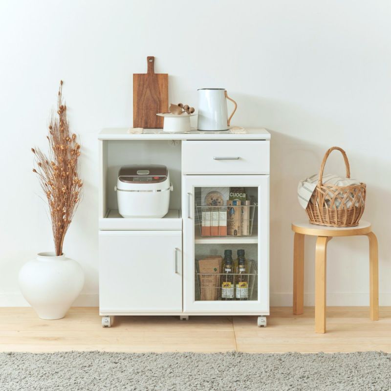 [“すっきり” 毎日を晴れやかに]白とシルバーが清潔感のあるカウンターワゴン。コンパクトで使いやすい一人暮らしの味方です。