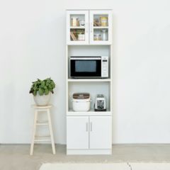 [“すっきり” 毎日を晴れやかに]白とシルバーが清潔感のあるレンジ台。充実した機能と収納力で料理を楽しくしてくれます。