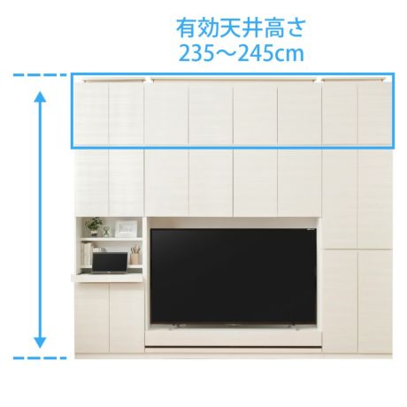 国産 壁面収納 上置き ラック POR-1815TVWH用 幅150cm 高さ55cm