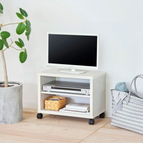 テレビ台 幅51cm 高さ40cm ホワイト 白木目 19V型対応 キャスター付 背面化粧有 TVボード ローボード フルニコ FUL-4050TVWH