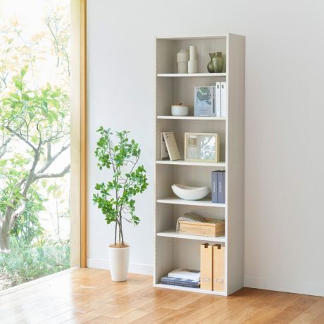 フリーラック 幅59cm 高さ180cm ホワイト 白木目 本棚 シェルフ フルニコ FUL-1860WH