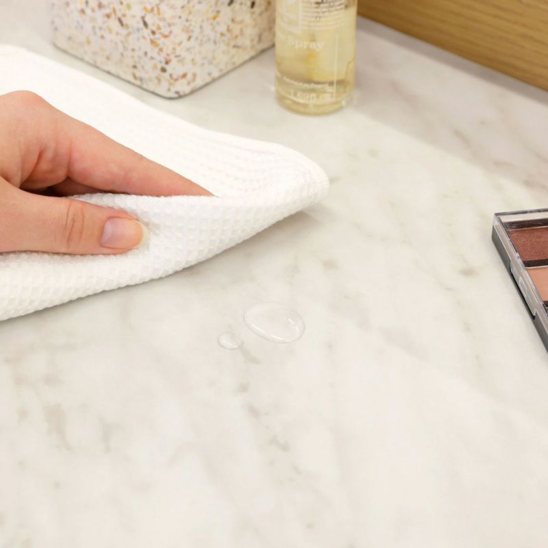 [汚れに強いメラミン素材]天板の素材は、水や汚れに強いメラミンです。さっとふき取って綺麗に保つことができます。※水分や汚れがついたら放置せずに拭き取ってください