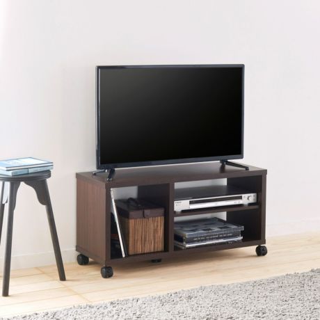 テレビ台 幅80cm 高さ40cm ダークブラウン 32V型対応 キャスター付 背面化粧有 TVボード ローボード フルニコ FUL-4080TVDK