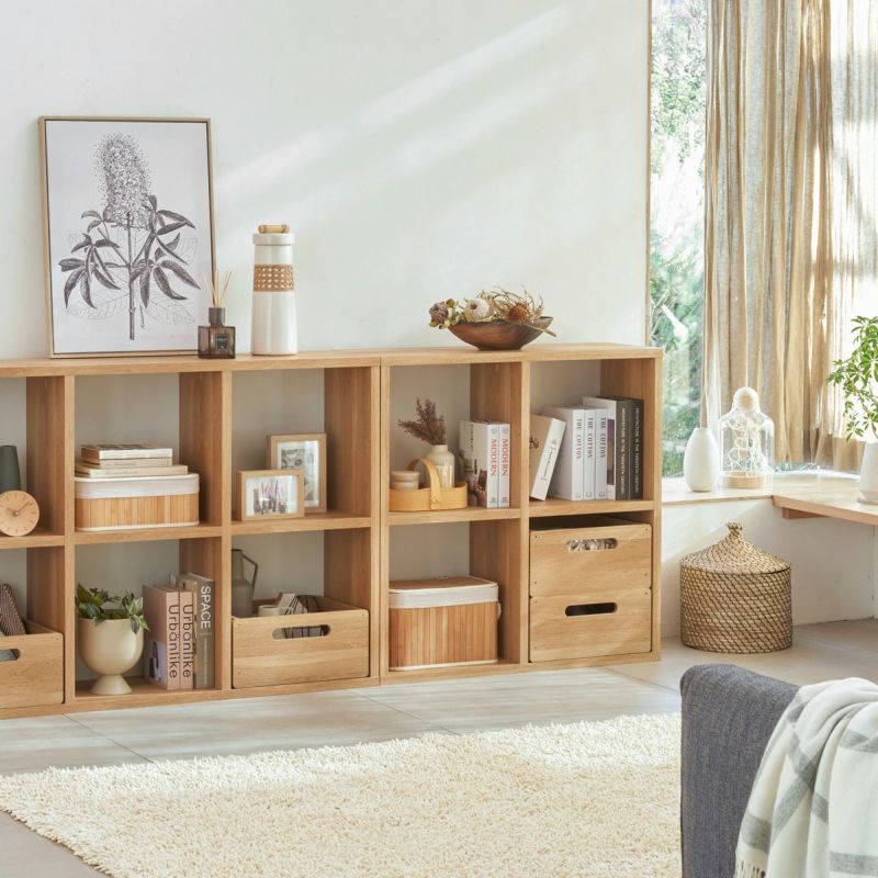 [横置きでも使える]向きを変えて使うこともできます。横置きした他のサイズの商品と並べて使うとき、合わせて向きを変えるときれいに並べることができます。※画像はNA色