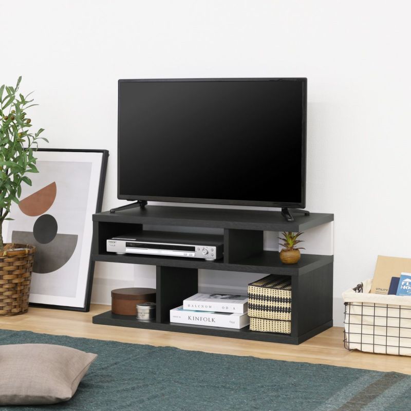[暮らしに、“飾る”という楽しみを]S字が目を引く32V型対応のテレビ台。オープンデザインでディスプレイも楽しめます。