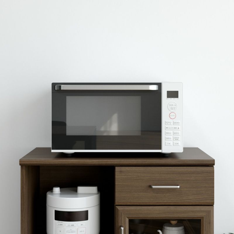 [電子レンジを置ける天板耐荷重]天板の耐荷重は25kg。電子レンジを置いてレンジ台としても使用できます。