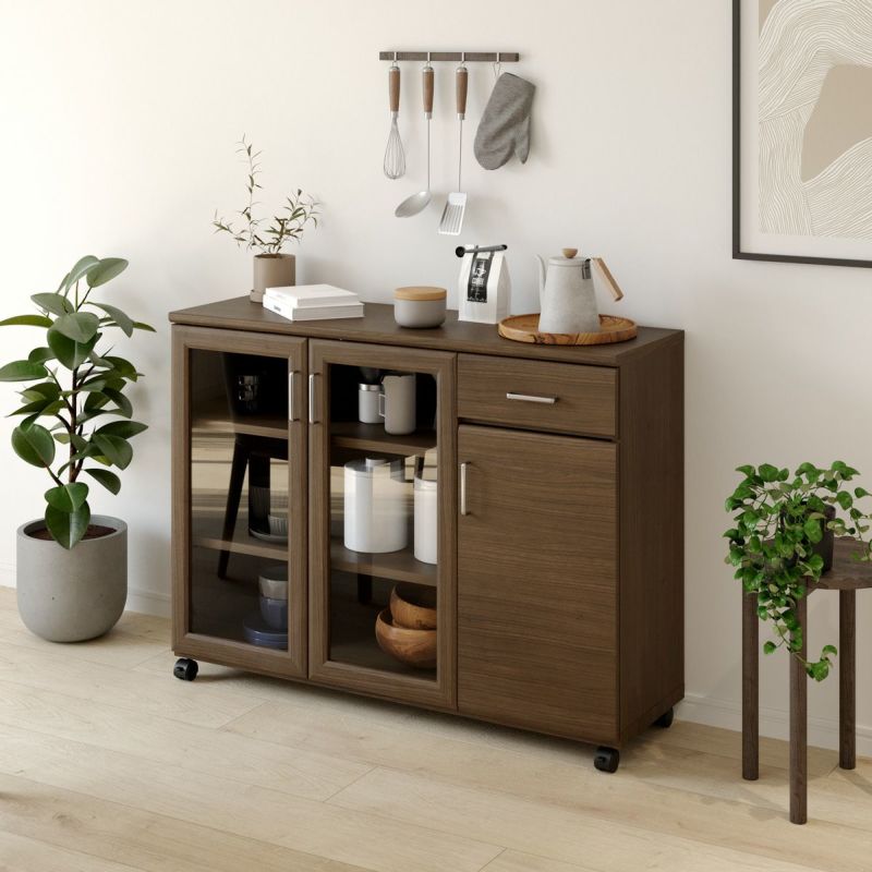 [“すっきり” 毎日を晴れやかに]モダンなインテリアにも調和する木目調のカウンターワゴン。プラスの作業台&収納でキッチンを快適にします。