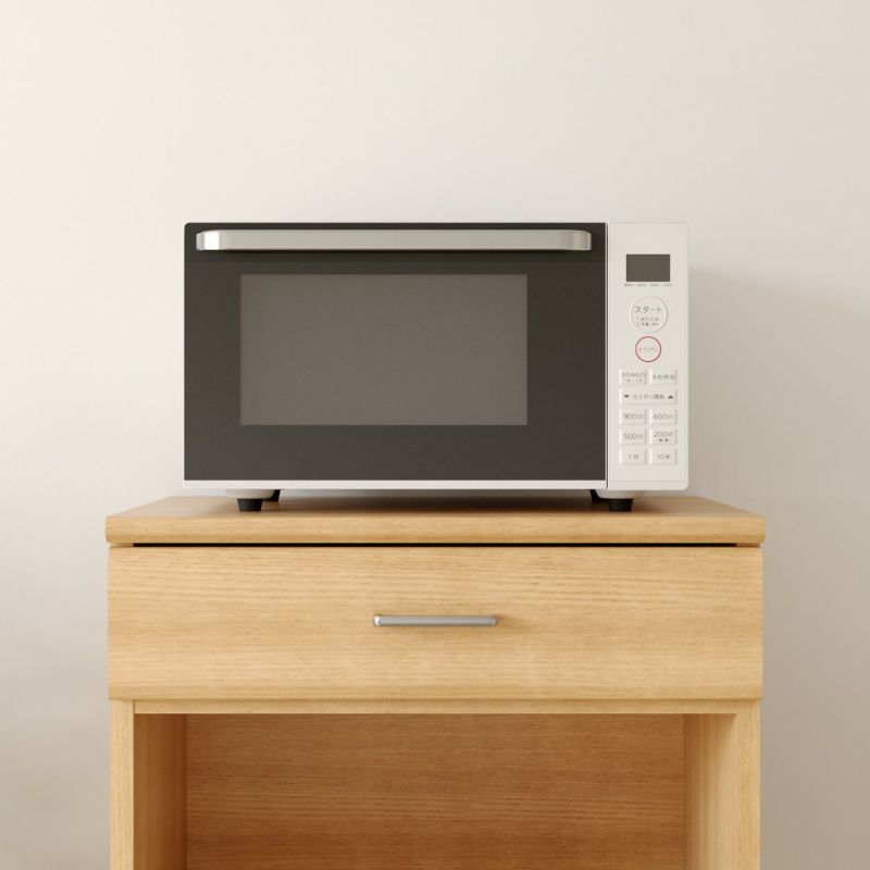 [電子レンジも置ける天板耐荷重]天板の耐荷重は20kg。電子レンジも置けるので、レンジ台としても使えます。