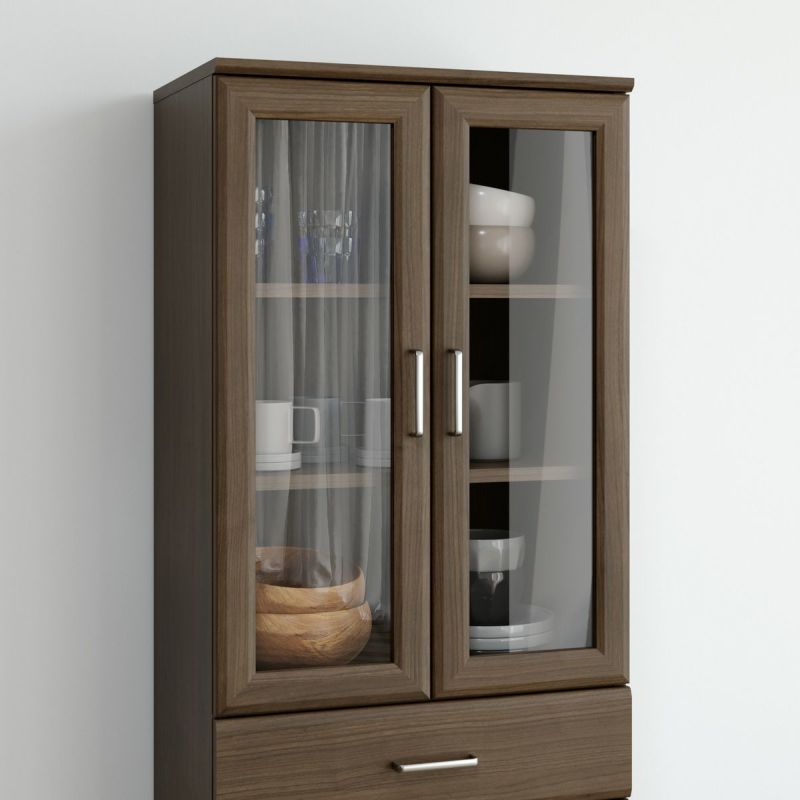 [収納物が見やすいガラス扉]ガラス扉は扉の中が見えるので、食器やストック品などの収納におすすめです。