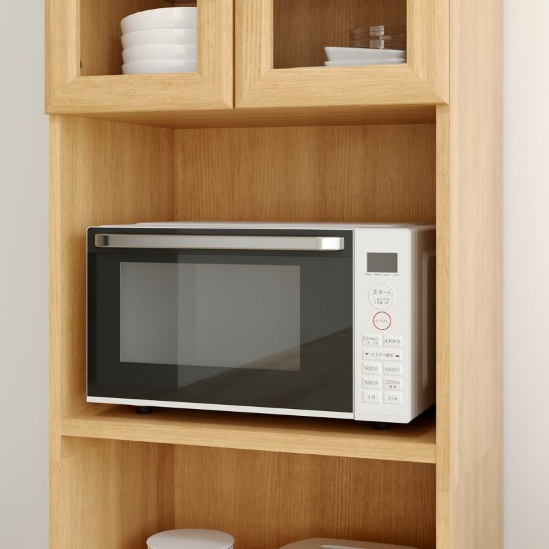 [単機能電子レンジが置けます]レンジ置き場の耐荷重は15kg。内寸幅52.7cmで、単機能電子レンジが設置できます。※電気製品の説明書の設置方法をご確認の上ご使用ください