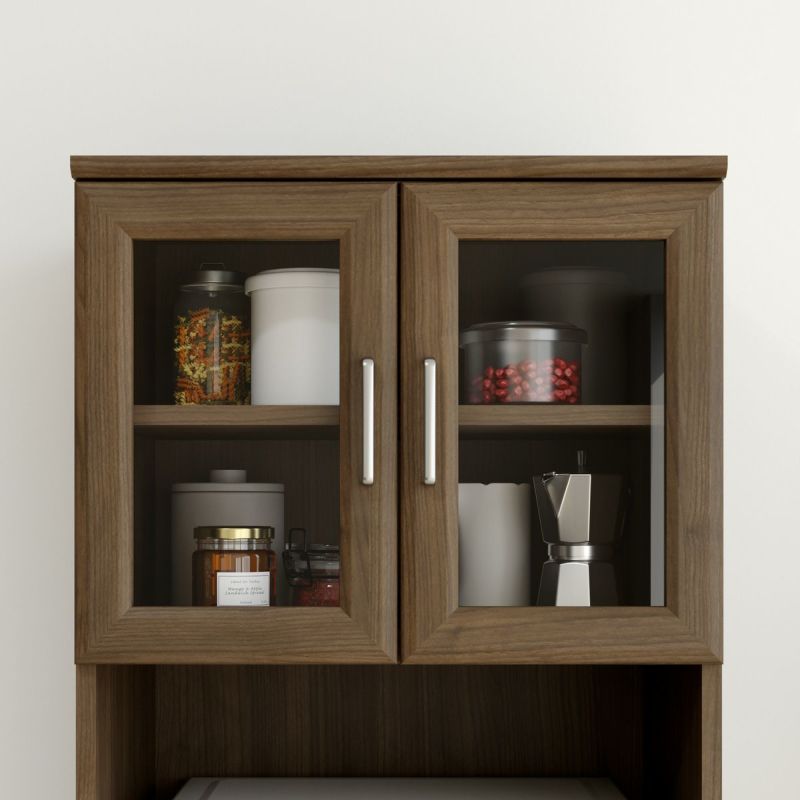 [収納物が見やすいガラス扉]ガラス扉は扉の中が見えるので、食器やストック品などの収納におすすめです。