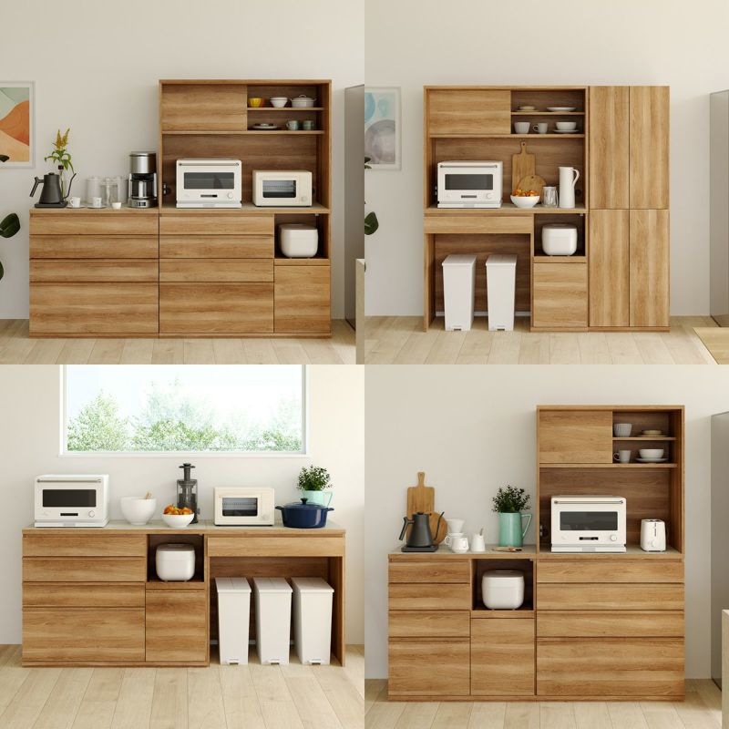 [組み合わせて快適なキッチンに]シリーズアイテムを組み合わせて、キッチンスペースに合ったサイズや必要な機能を選べます。