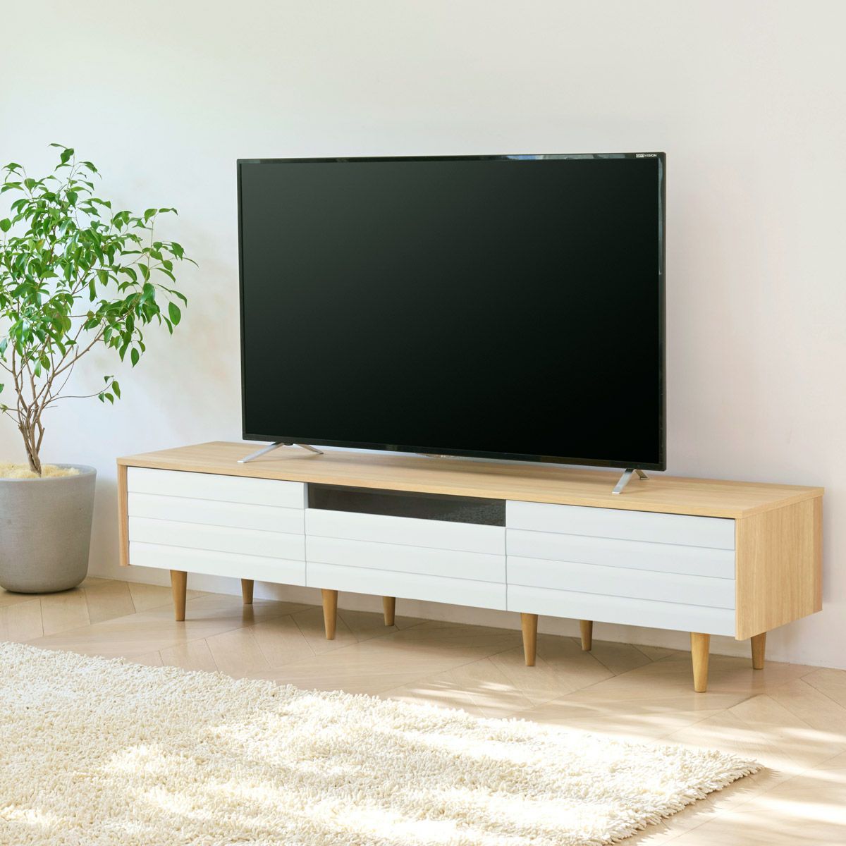 テレビ台 幅180cm 高さ42cm 75V型対応 TVボード ローボード ホワイト