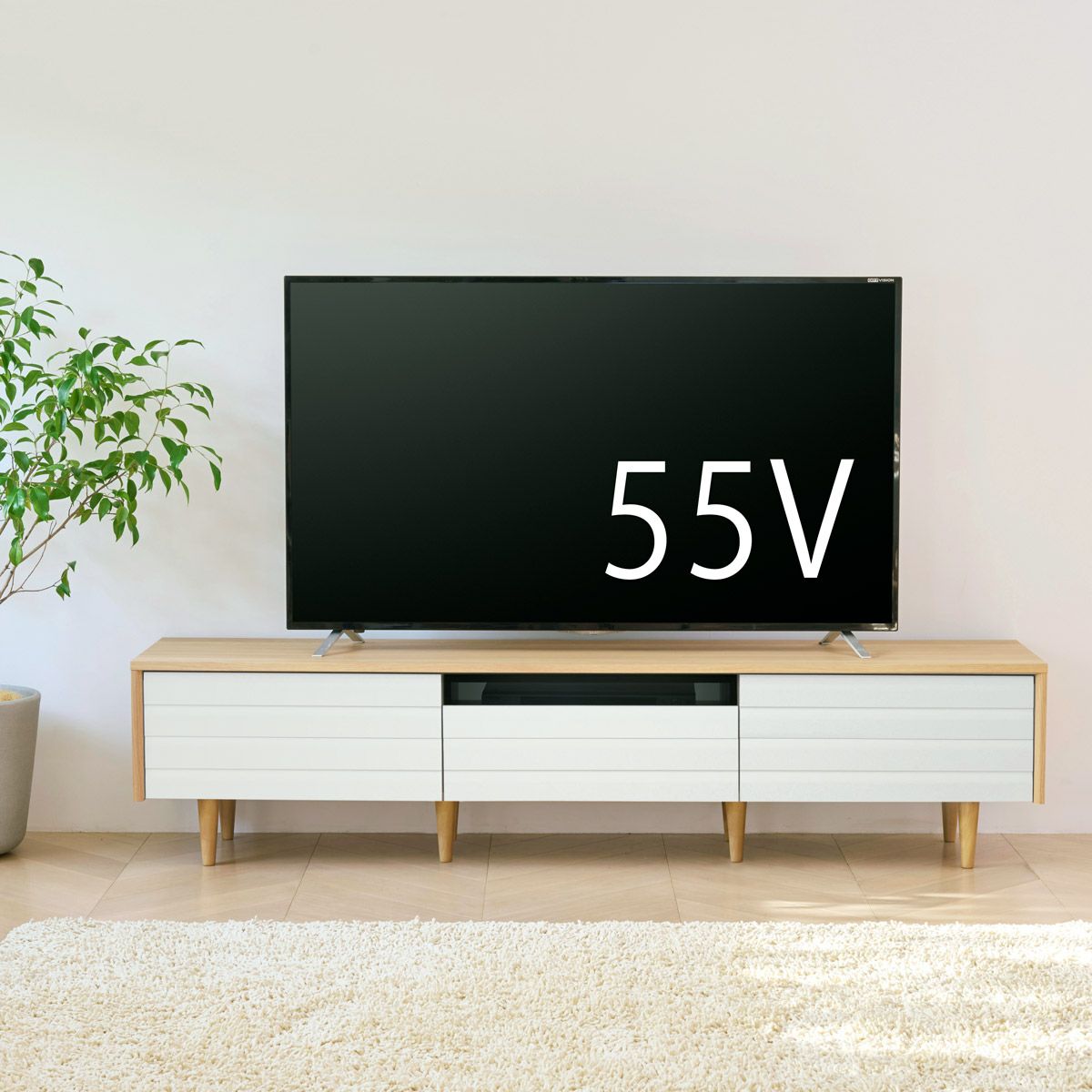 テレビ台 幅180cm 高さ42cm 75V型対応 TVボード ローボード ホワイト