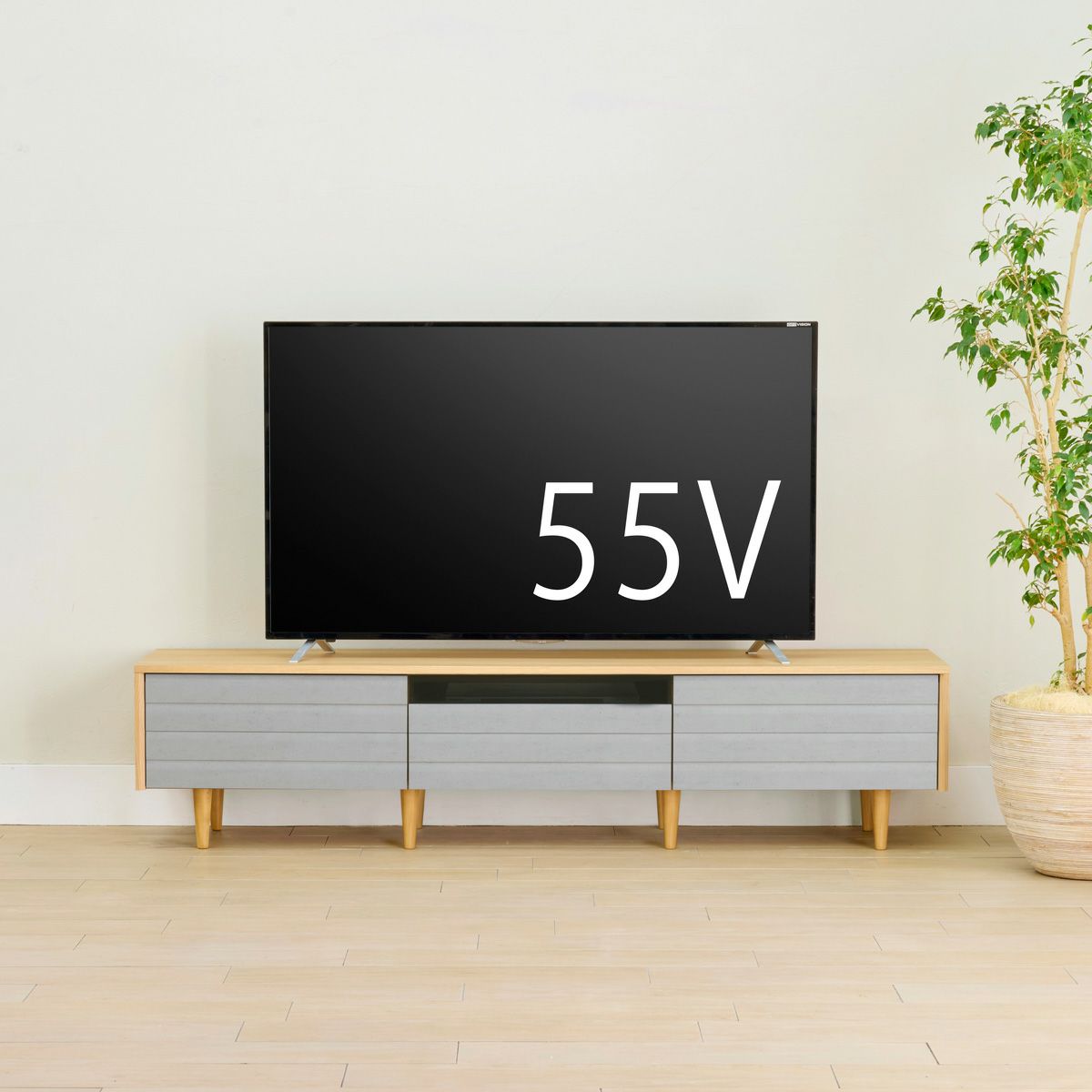 [75V型までのテレビ対応]75V型までのテレビが置ける幅180cmのテレビ台です。※お使いのテレビのサイズ・重量を必ずお確かめください。